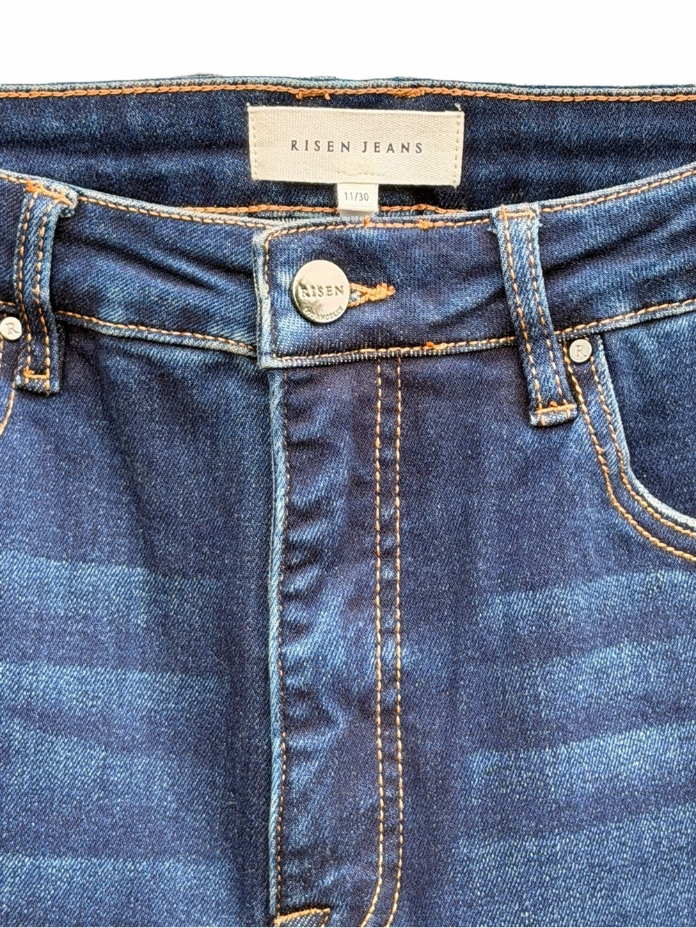 RISEN Los Angeles High-Rise Dark Indigo Flare Jeans- Size 11/30 NWOT - Picture 3 of 9
